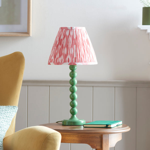 Higgledy Table Lamp in Cotswold Green with Coral Pink 25cm Ikat Shade