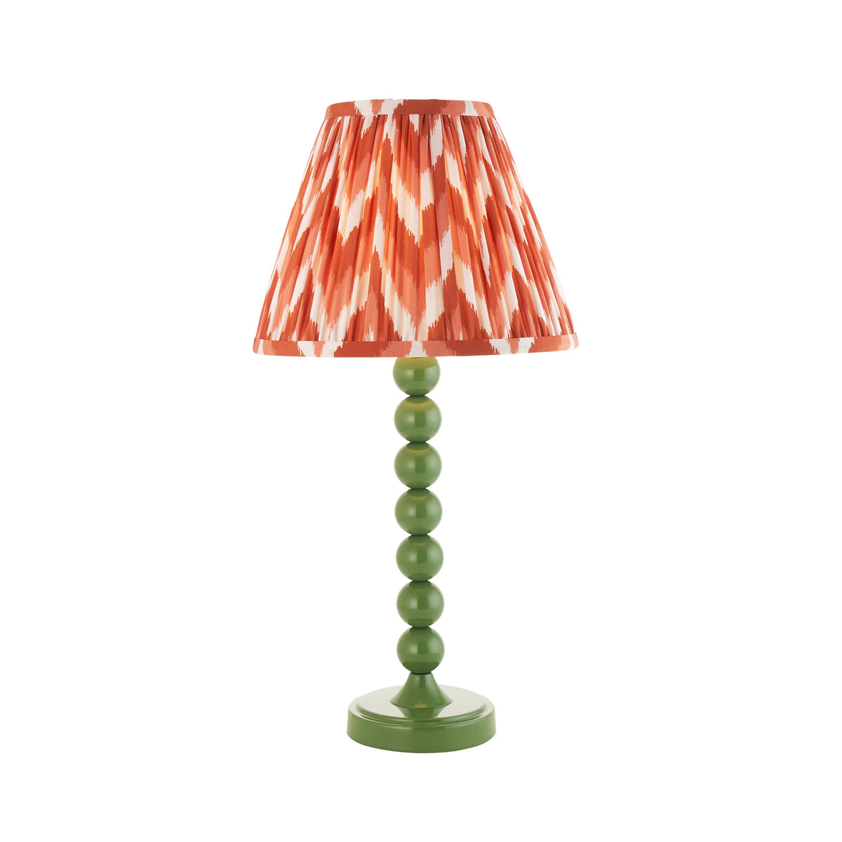 Higgledy Table Lamp in Cotswold Green with Apricot Orange 25cm Zigzag Shade