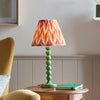 Higgledy Table Lamp in Cotswold Green with Apricot Orange 25cm Zigzag Shade