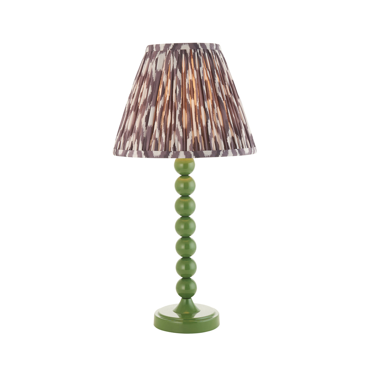Higgledy Table Lamp in Cotswold Green with Pearl Grey 25cm Ikat Shade