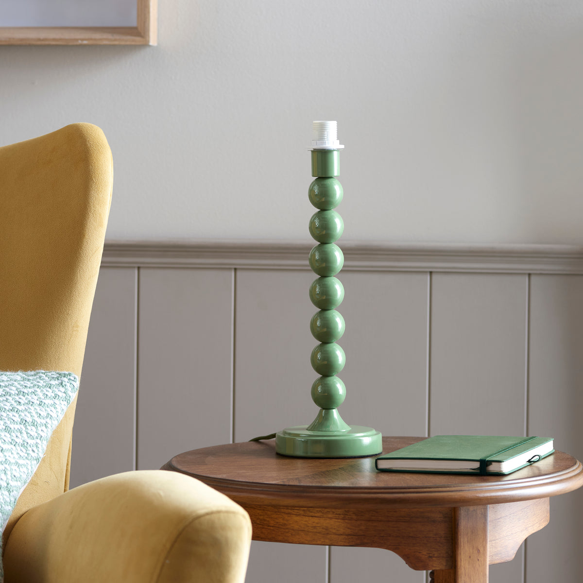 Higgledy Table Lamp in Cotswold Green with Vintage & Almond White 25cm Ivy Shade