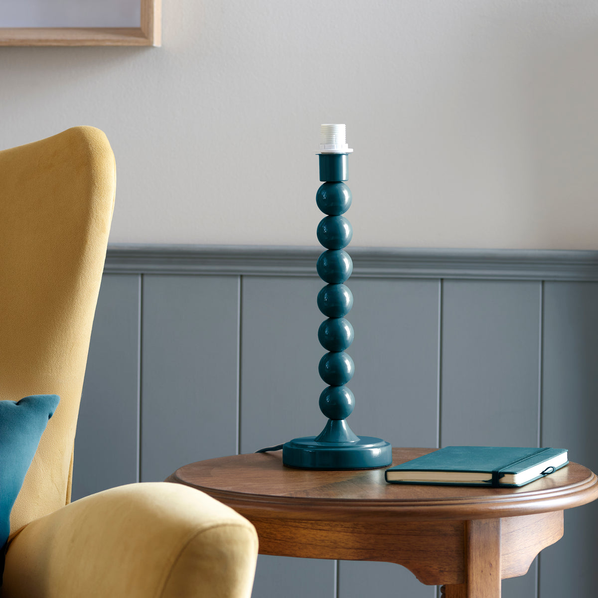 Higgledy Table Lamp in Marlin Blue with Vintage & Almond White 25cm Ivy Shade