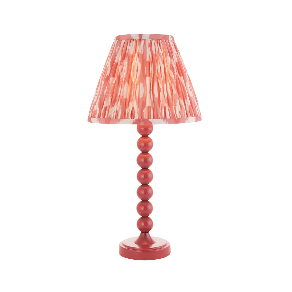 Higgledy Table Lamp in Pink Clay with Coral Pink 25cm Ikat Shade