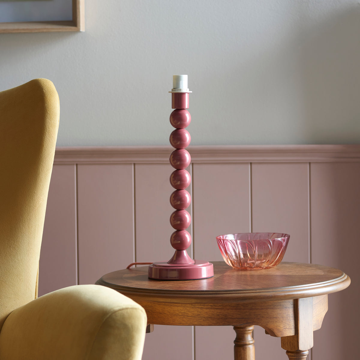 Higgledy Table Lamp in Pink Clay with Coral Pink 25cm Ikat Shade
