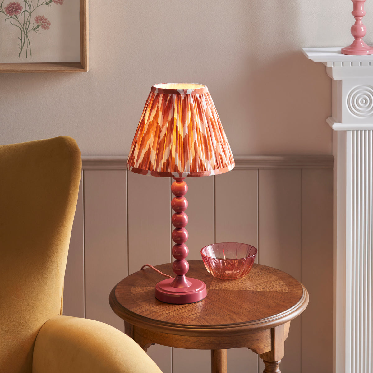 Higgledy Table Lamp in Pink Clay with Apricot Orange 25cm Zigzag Shade