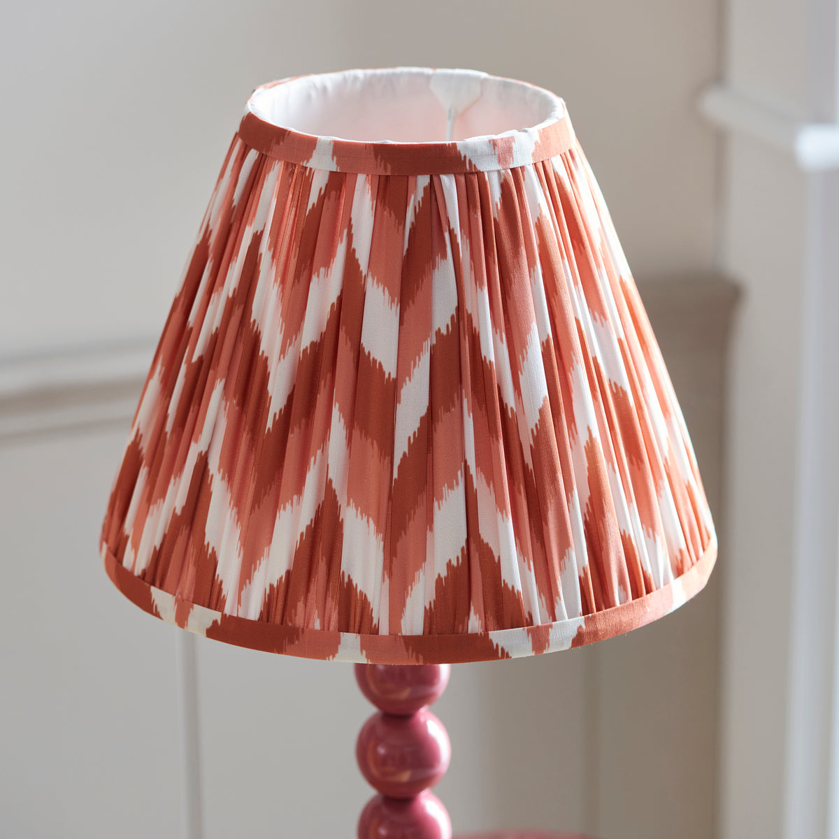 Higgledy Table Lamp in Pink Clay with Apricot Orange 25cm Zigzag Shade