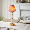 Morton Rechargeable Table Lamp in Brass with 16cm Coral Pink Ikat Shade
