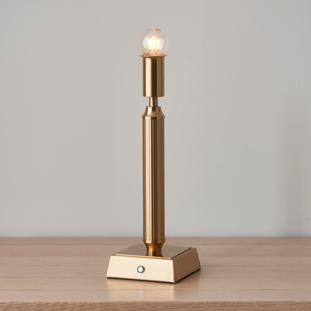 Trobridge Rechargeable Table Lamp in Brass with Herb Green 16cm Leaf Shade