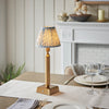 Trobridge Rechargeable Table Lamp in Brass with Shell Bay Blue 16cm Leaf Shade