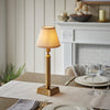 Trobridge Rechargeable Table Lamp in Brass with Vintage & Almond White 16cm Ivy Shade