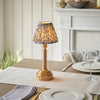 Upton Rechargeable Table Lamp in Brass with Pearl Grey 16cm Leaf Shade