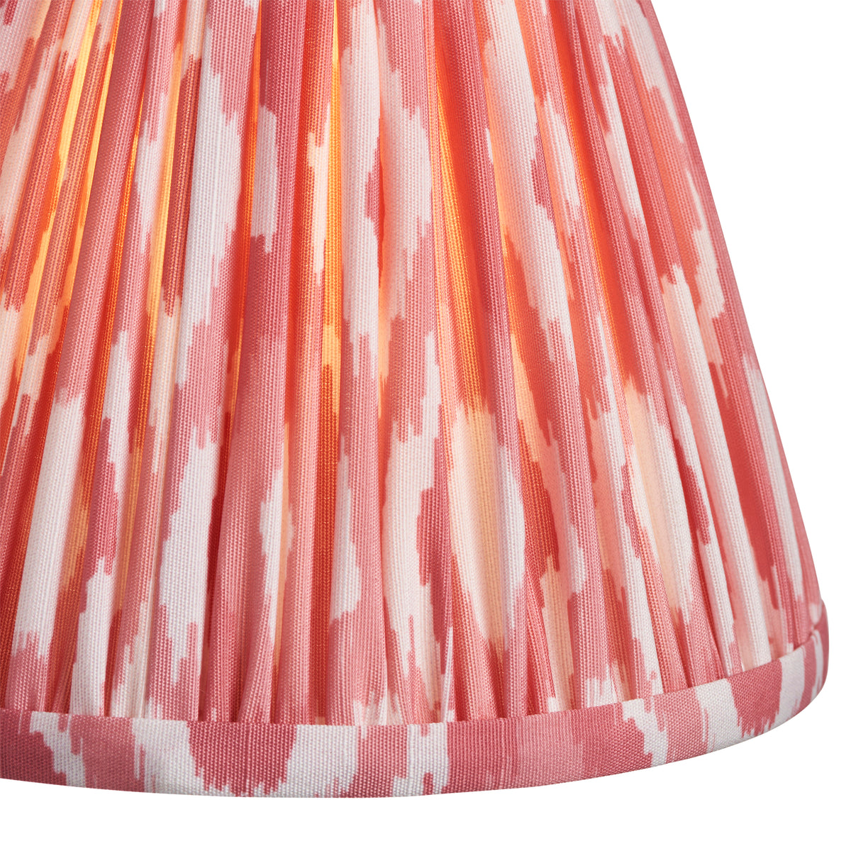 Upton Rechargeable Table Lamp in Brass with Coral Pink 16cm Ikat Shade