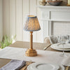 Upton Rechargeable Table Lamp in Brass with Shell Bay Blue 16cm Leaf Shade