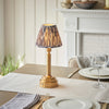 Upton Rechargeable Table Lamp in Brass with Pearl Grey 16cm Ikat Shade
