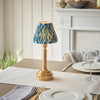 Upton Rechargeable Table Lamp in Brass with Marlin Blue 16cm Ikat Shade