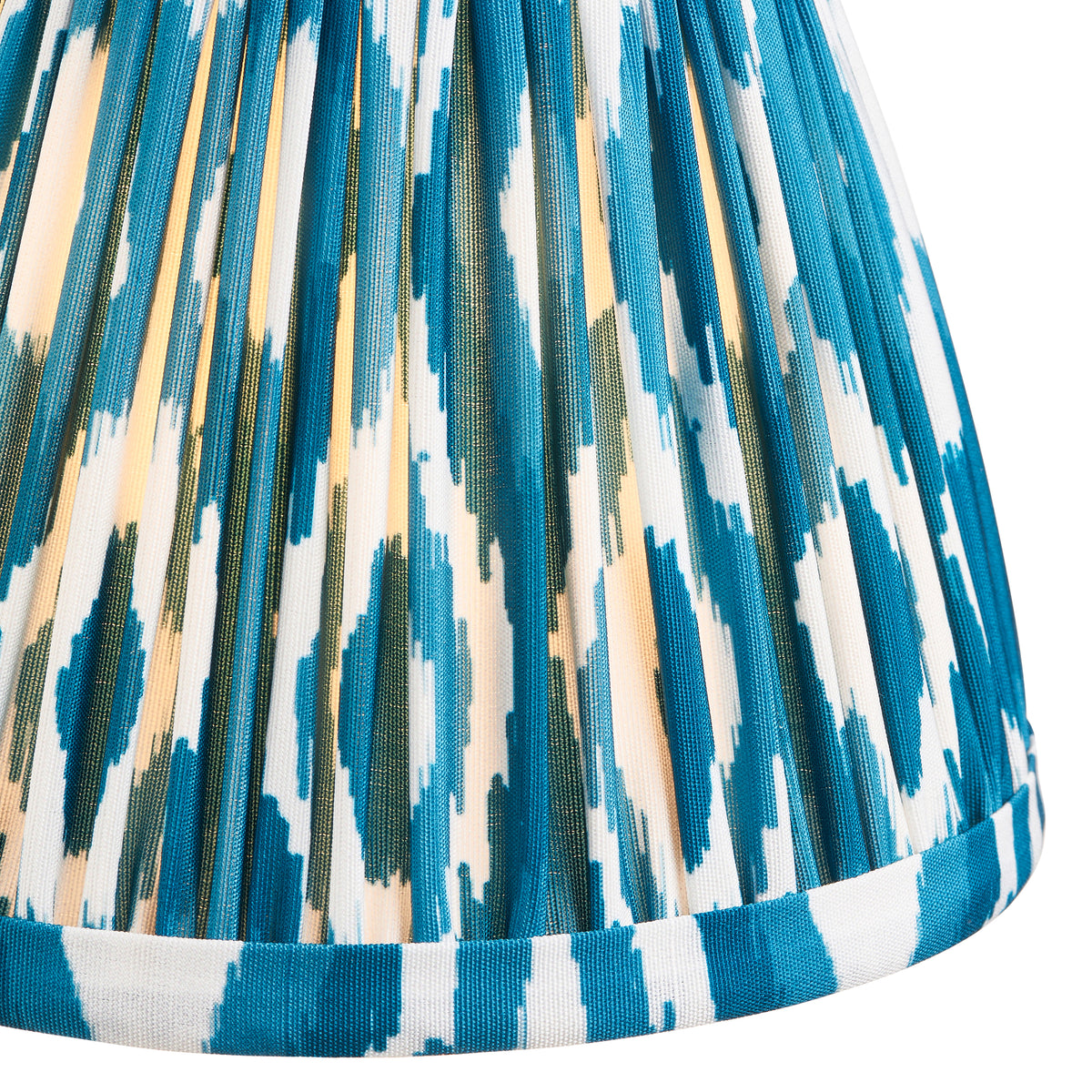 Upton Rechargeable Table Lamp in Brass with Marlin Blue 16cm Ikat Shade