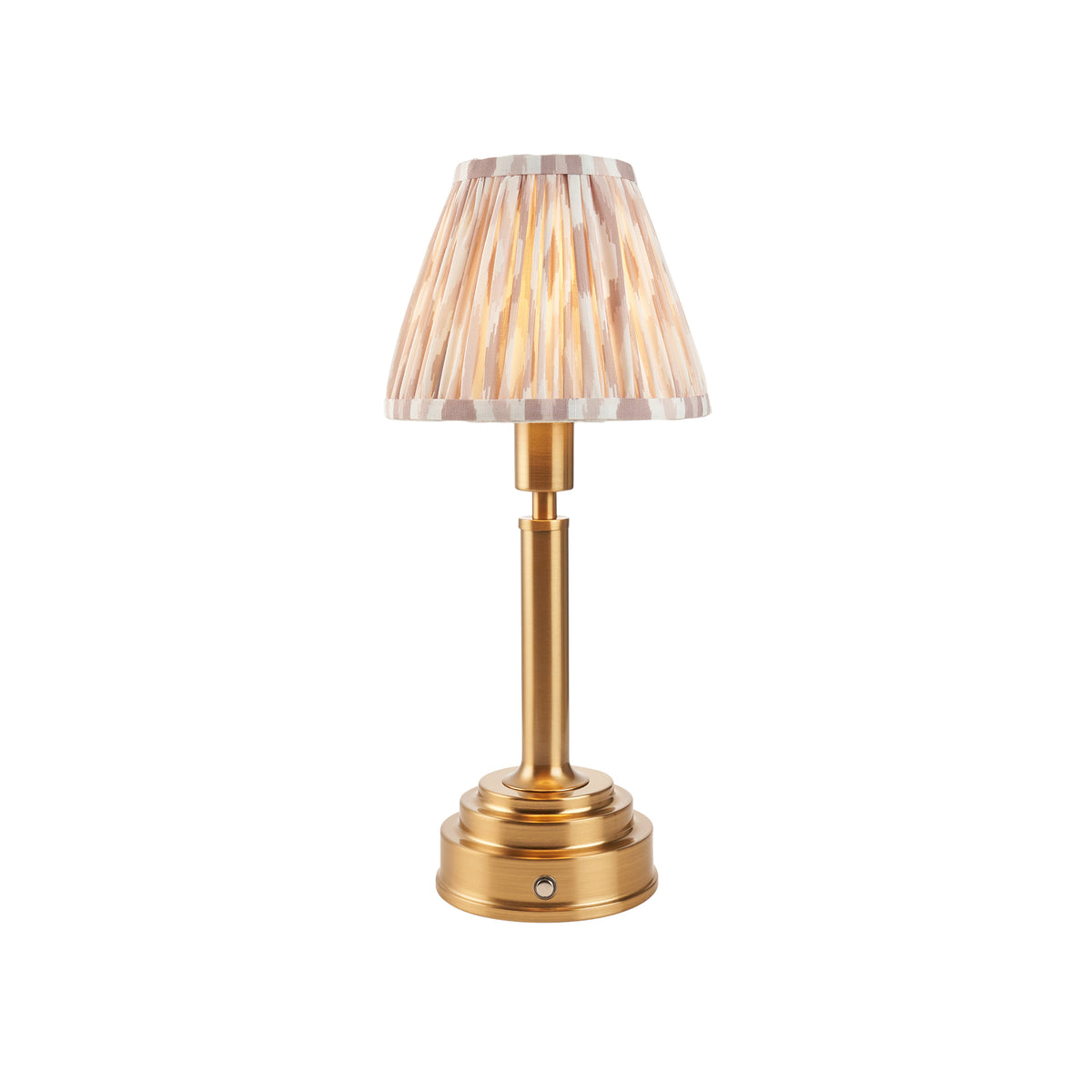 Upton Rechargeable Table Lamp in Brass with Natural 16cm Ikat Shade