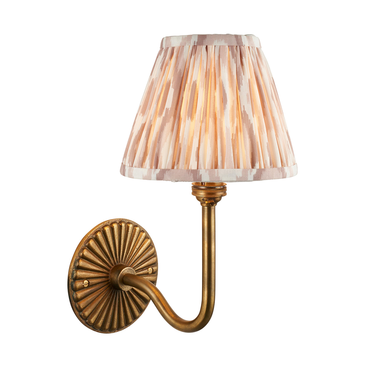Dahlia Swan Wall Light in Brass with Neutral 16cm Ikat Shade