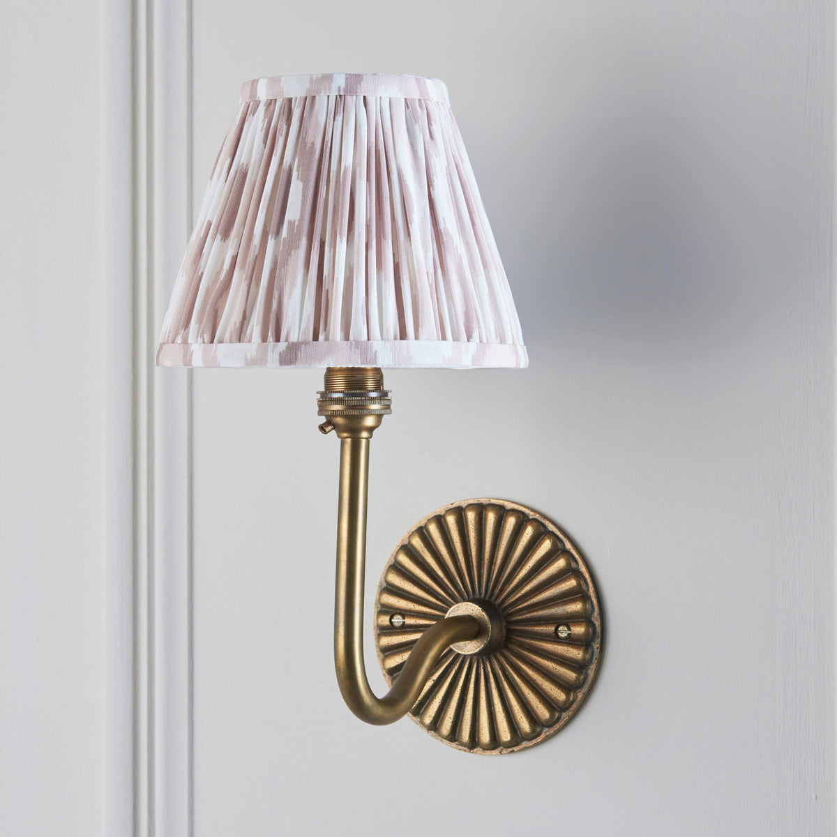 Dahlia Swan Wall Light in Brass with Neutral 16cm Ikat Shade