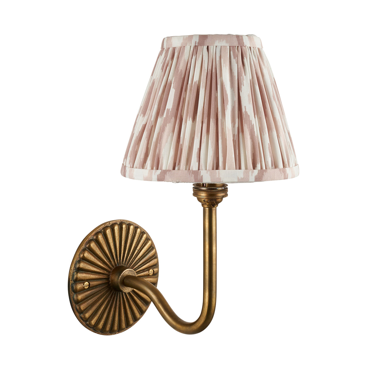 Dahlia Swan Wall Light in Brass with Neutral 16cm Ikat Shade
