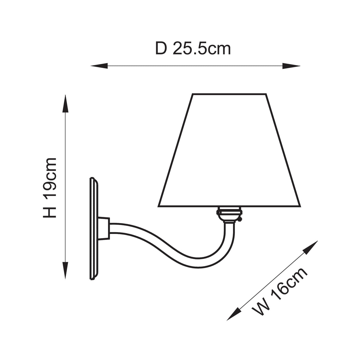 Dahlia Curve Wall Light in Brass with Cotswold Green 16cm Zigzag Shade