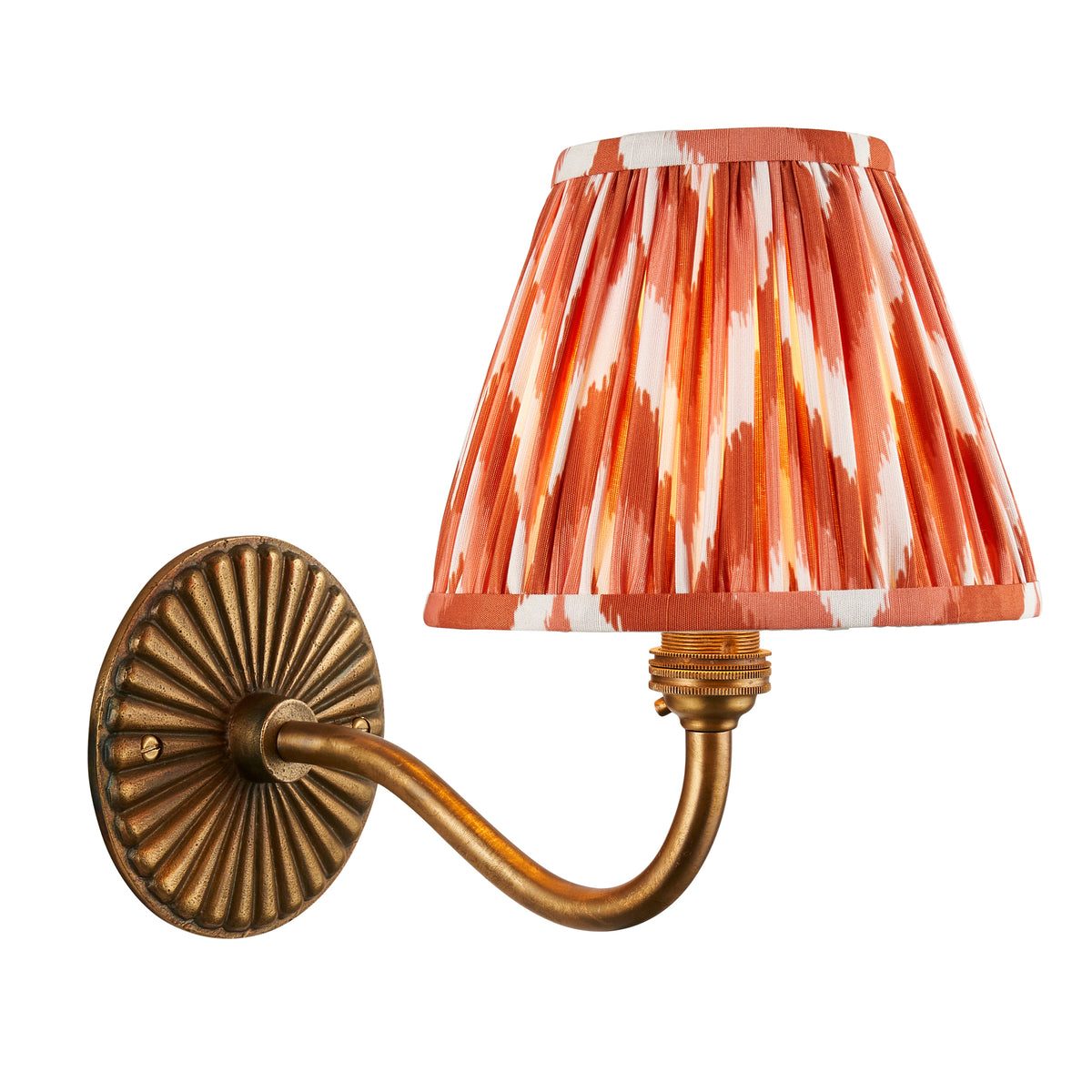 Dahlia Curve Wall Light in Brass with Apricot Orange 16cm Zigzag Shade
