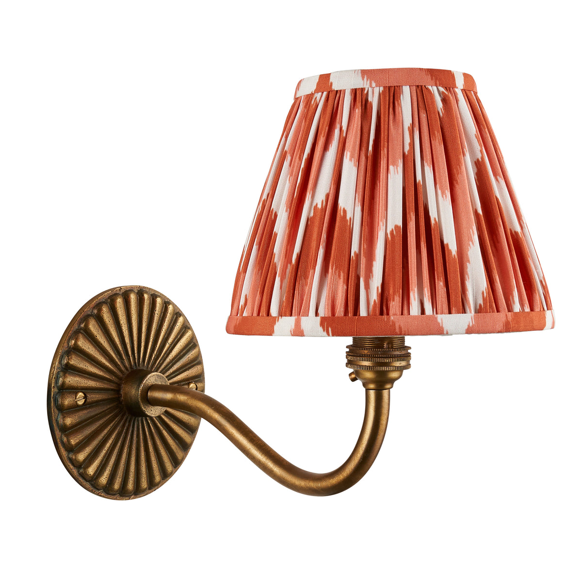 Dahlia Curve Wall Light in Brass with Apricot Orange 16cm Zigzag Shade