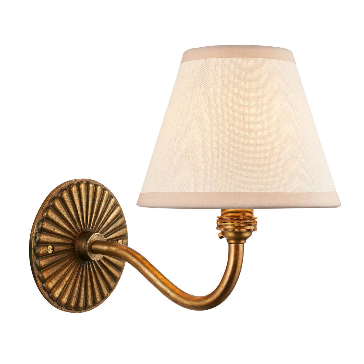 Dahlia Curve Wall Light in Brass with Vintage White 16cm Ivy Shade