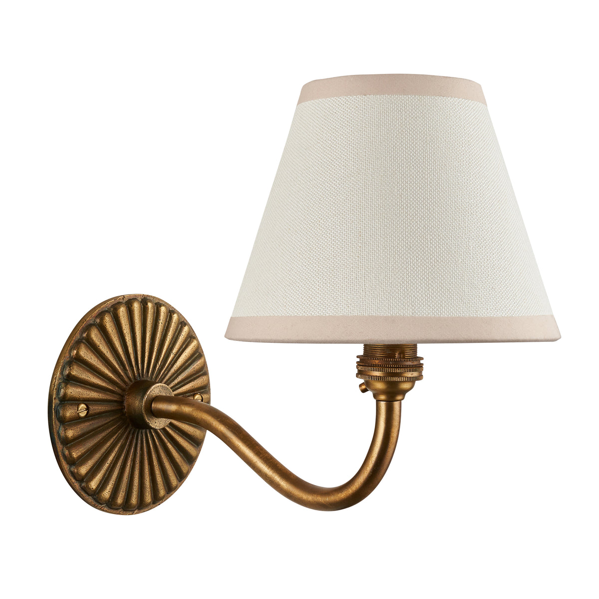 Dahlia Curve Wall Light in Brass with Vintage White 16cm Ivy Shade
