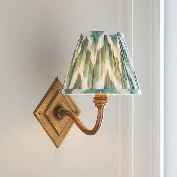 Diamond Curve Wall Light in Brass with Cotswold Green 16cm Zigzag Shade