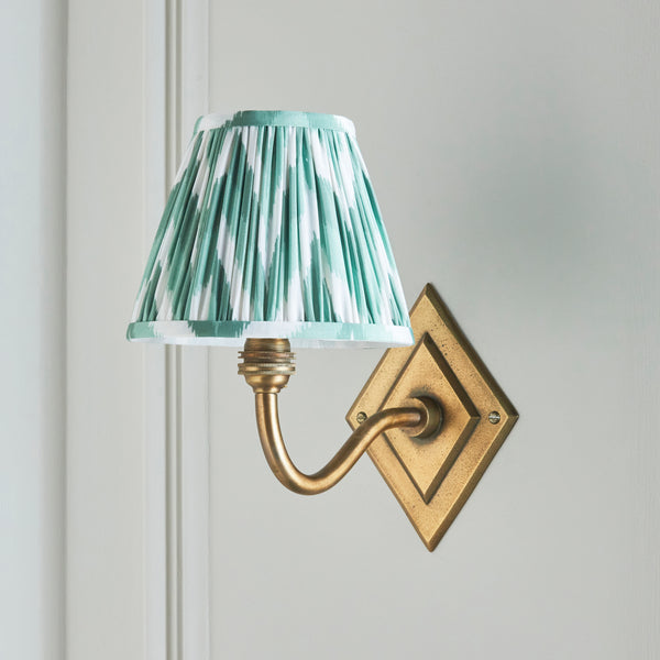 Diamond Curve Wall Light in Brass with Cotswold Green 16cm Zigzag Shade