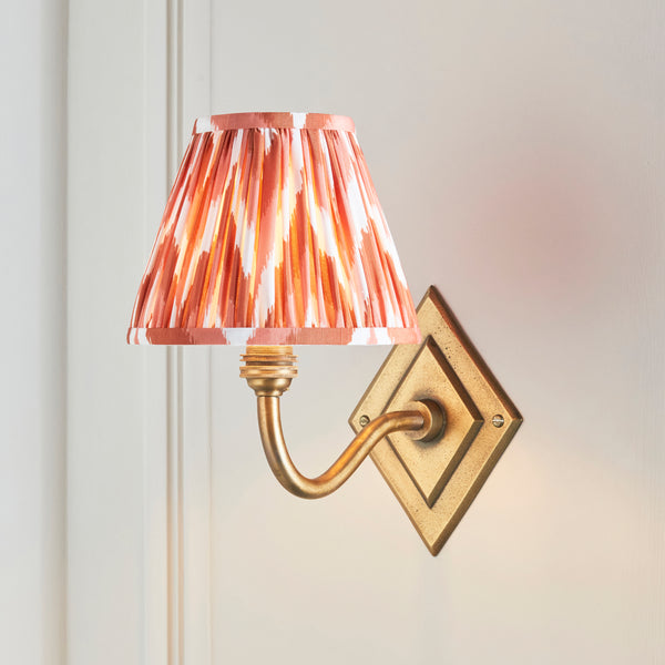 Diamond Curve Wall Light in Brass with Apricot Orange 16cm Zigzag Shade