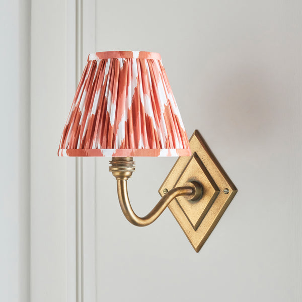 Diamond Curve Wall Light in Brass with Apricot Orange 16cm Zigzag Shade