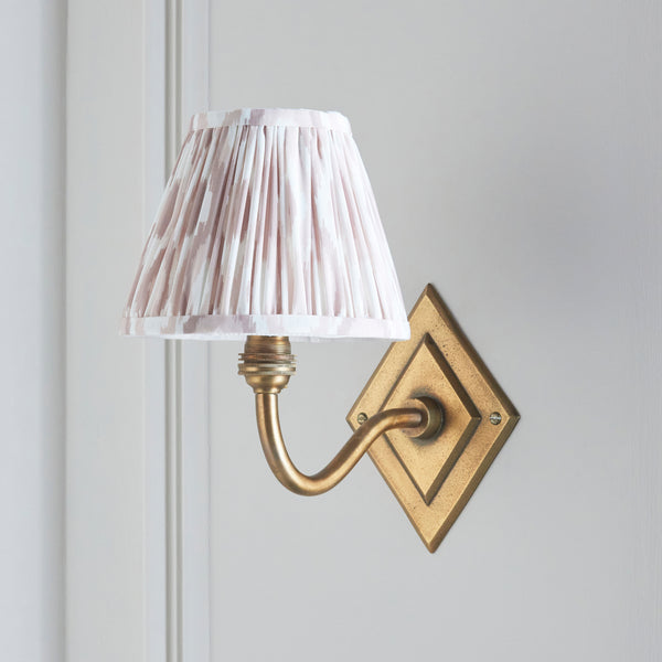 Diamond Curve Wall Light in Brass with Neutral 16cm Ikat Shade
