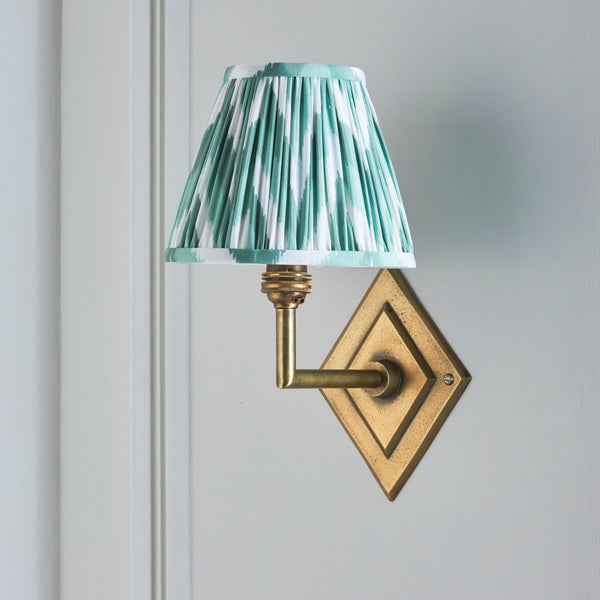 Diamond Angle Wall Light in Brass with Cotswold Green 16cm Zigzag Shade