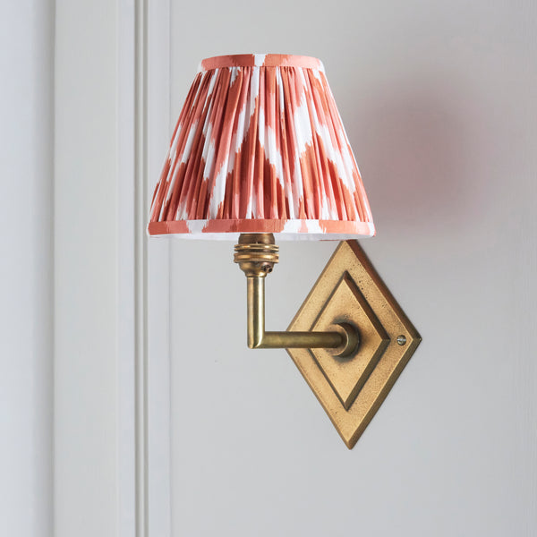 Diamond Angle Wall Light in Brass with Apricot Orange 16cm Zigzag Shade