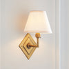 Diamond Angle Wall Light in Brass with Vintage White 16cm Ivy Shade