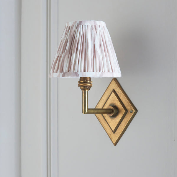 Diamond Angle Wall Light in Brass with Neutral 16cm Ikat Shade