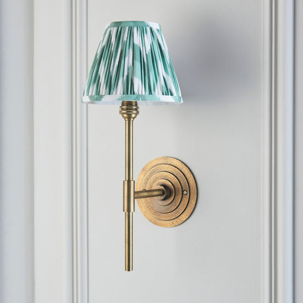 Halo Tall Wall Light in Brass with Cotswold Green 16cm Zigzag Shade