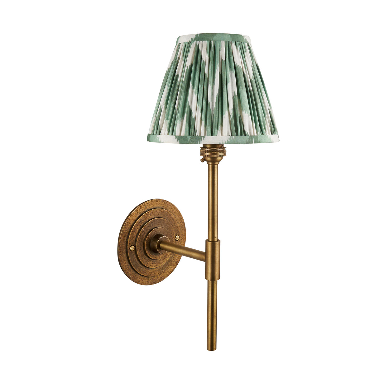Halo Tall Wall Light in Brass with Cotswold Green 16cm Zigzag Shade