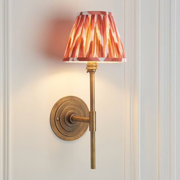 Halo Tall Wall Light in Brass with Apricot Orange 16cm Zigzag Shade