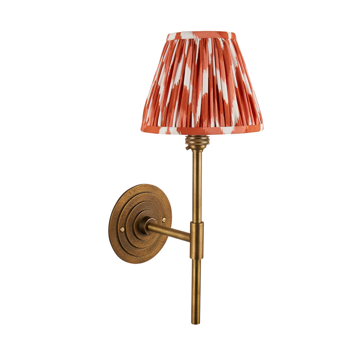 Halo Tall Wall Light in Brass with Apricot Orange 16cm Zigzag Shade