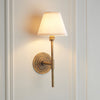 Halo Tall Wall Light in Brass with Vintage White 16cm Ivy Shade