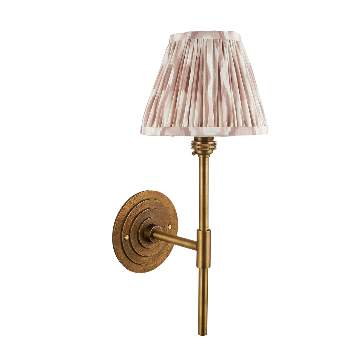 Halo Tall Wall Light in Brass with Neutral 16cm Ikat Shade