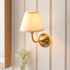 Dome Arc Wall Light in Brass with Vintage & Almond White 16cm Ivy Shade