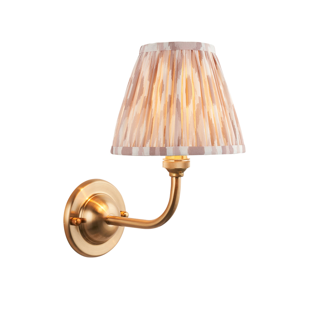 Dome Arc Wall Light in Brass with Natural 16cm Ikat Shade