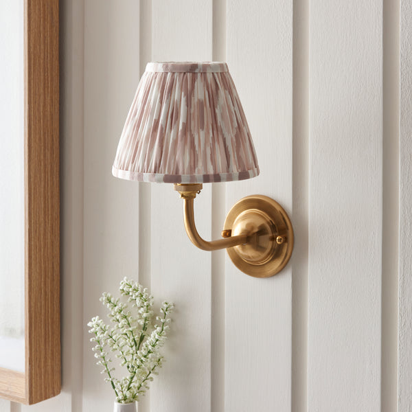 Dome Arc Wall Light in Brass with Natural 16cm Ikat Shade