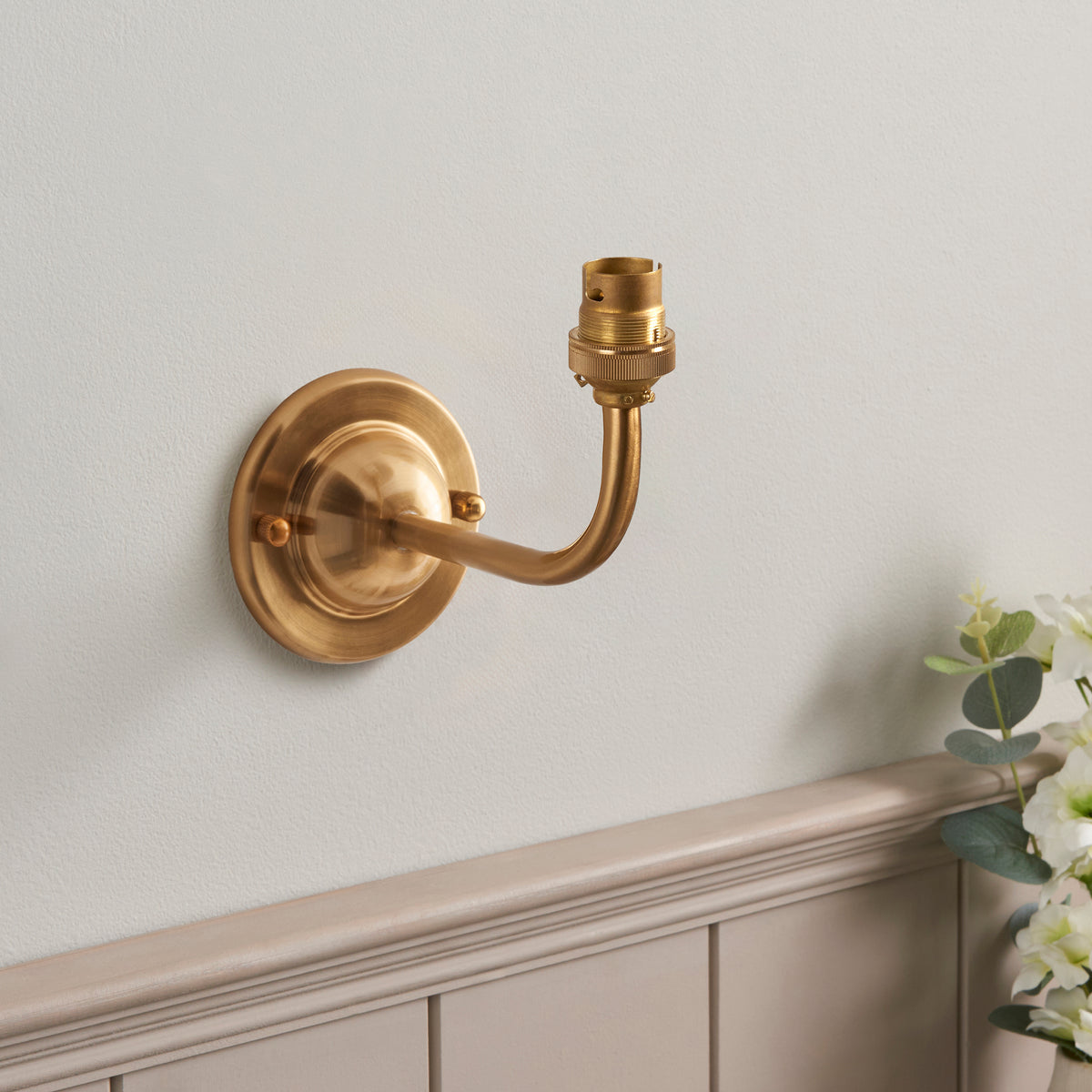 Dome Arc Wall Light in Brass with Natural 16cm Ikat Shade