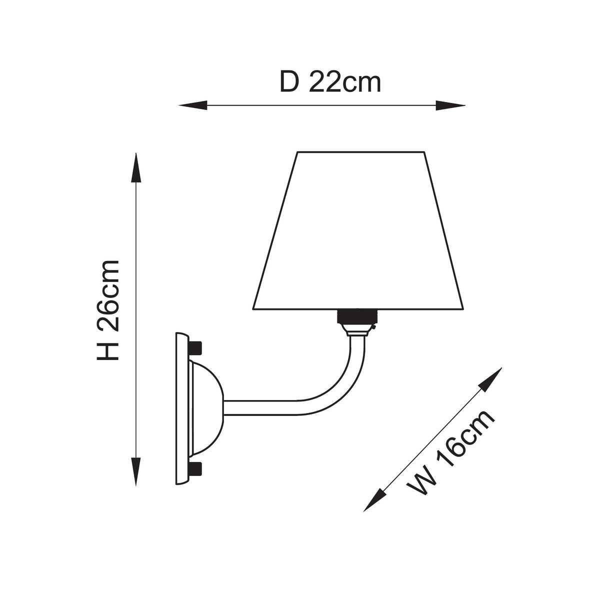 Dome Arc Wall Light in Brass with Natural 16cm Ikat Shade