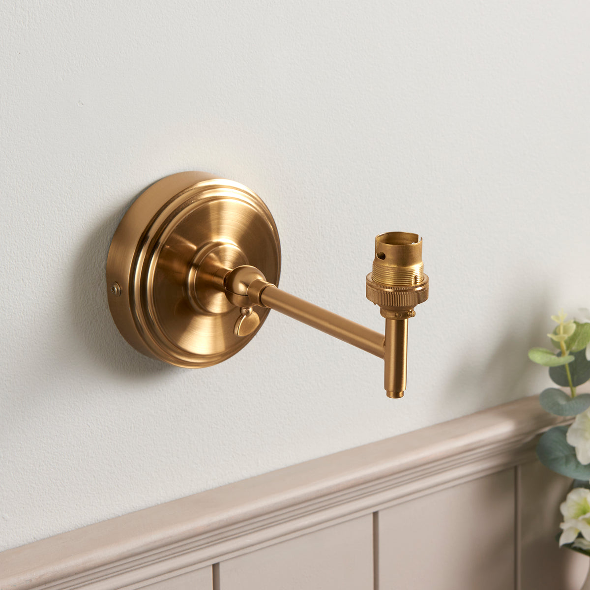 Step Fold Wall Light in Brass with Herb Green 16cm Leaf Shade